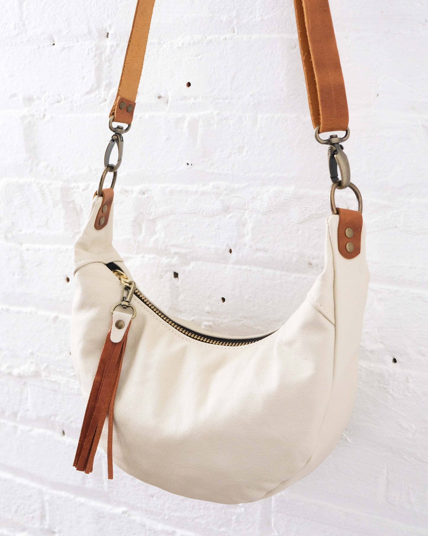 Mini Juno Bag: Cream and Cognac