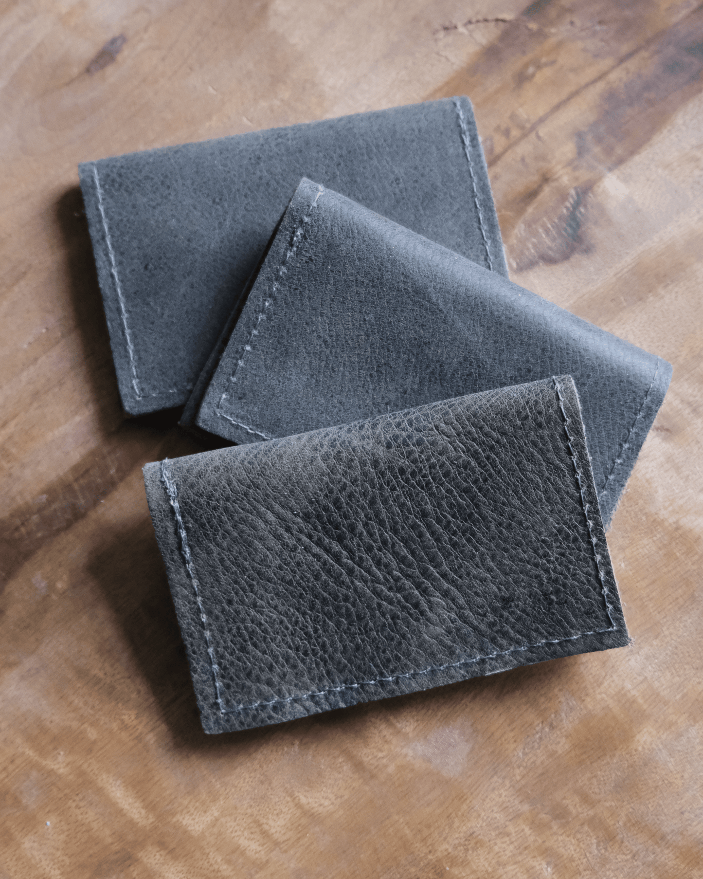 Leather Bifold Wallet: Grey