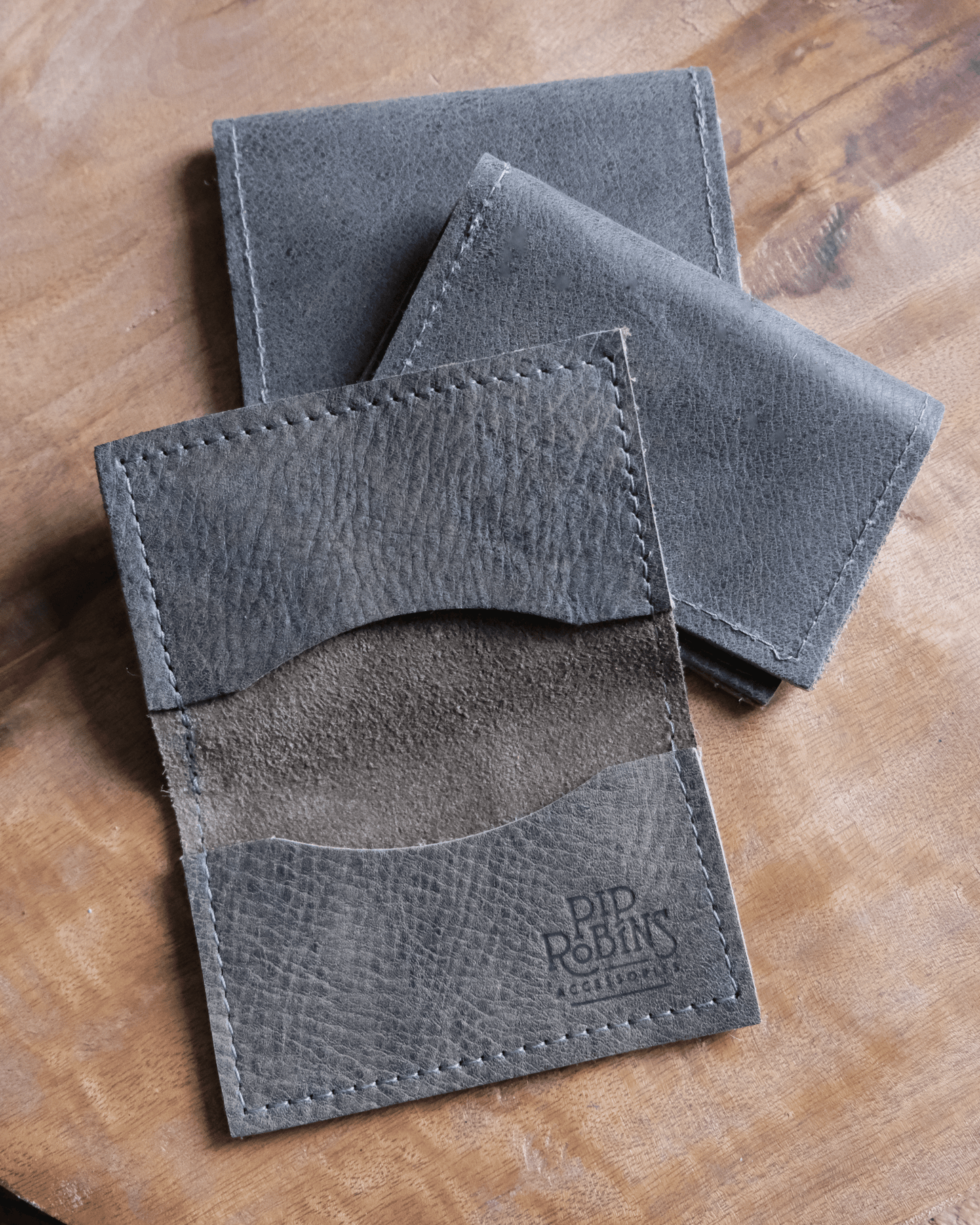 Leather Bifold Wallet: Grey