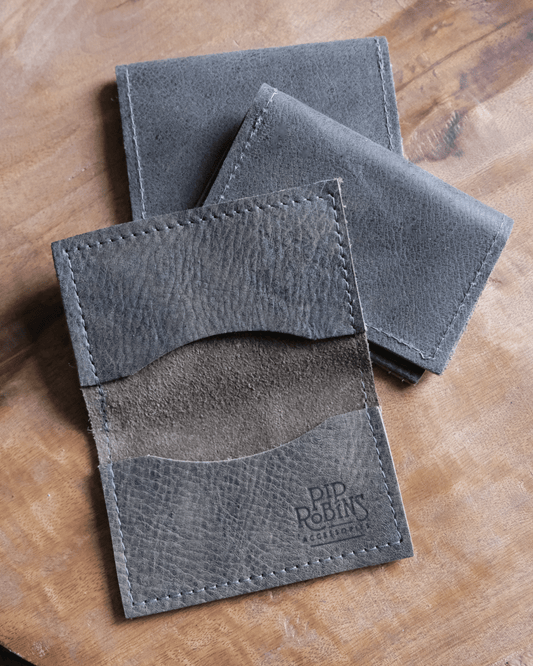 Leather Bifold Wallet: Grey
