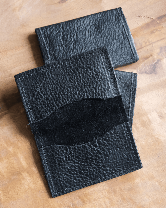 Leather Bifold Wallet: Textured Black