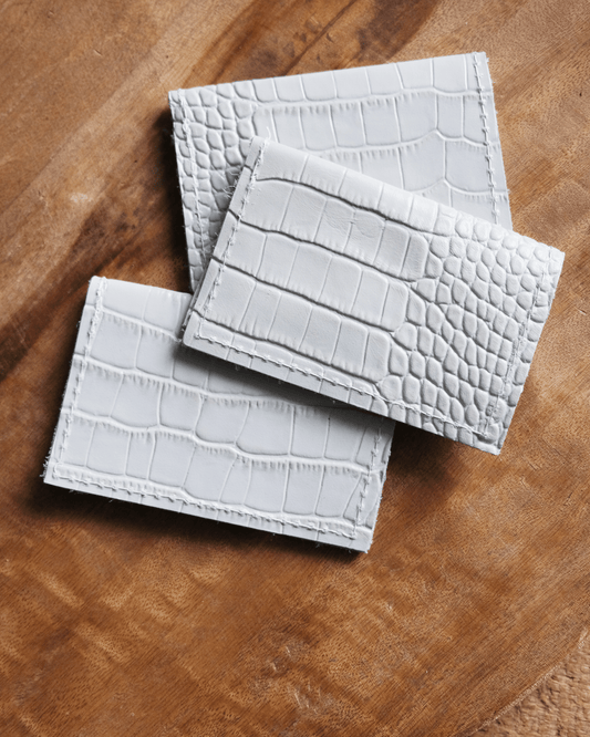 Leather Bifold Wallet: White Croc