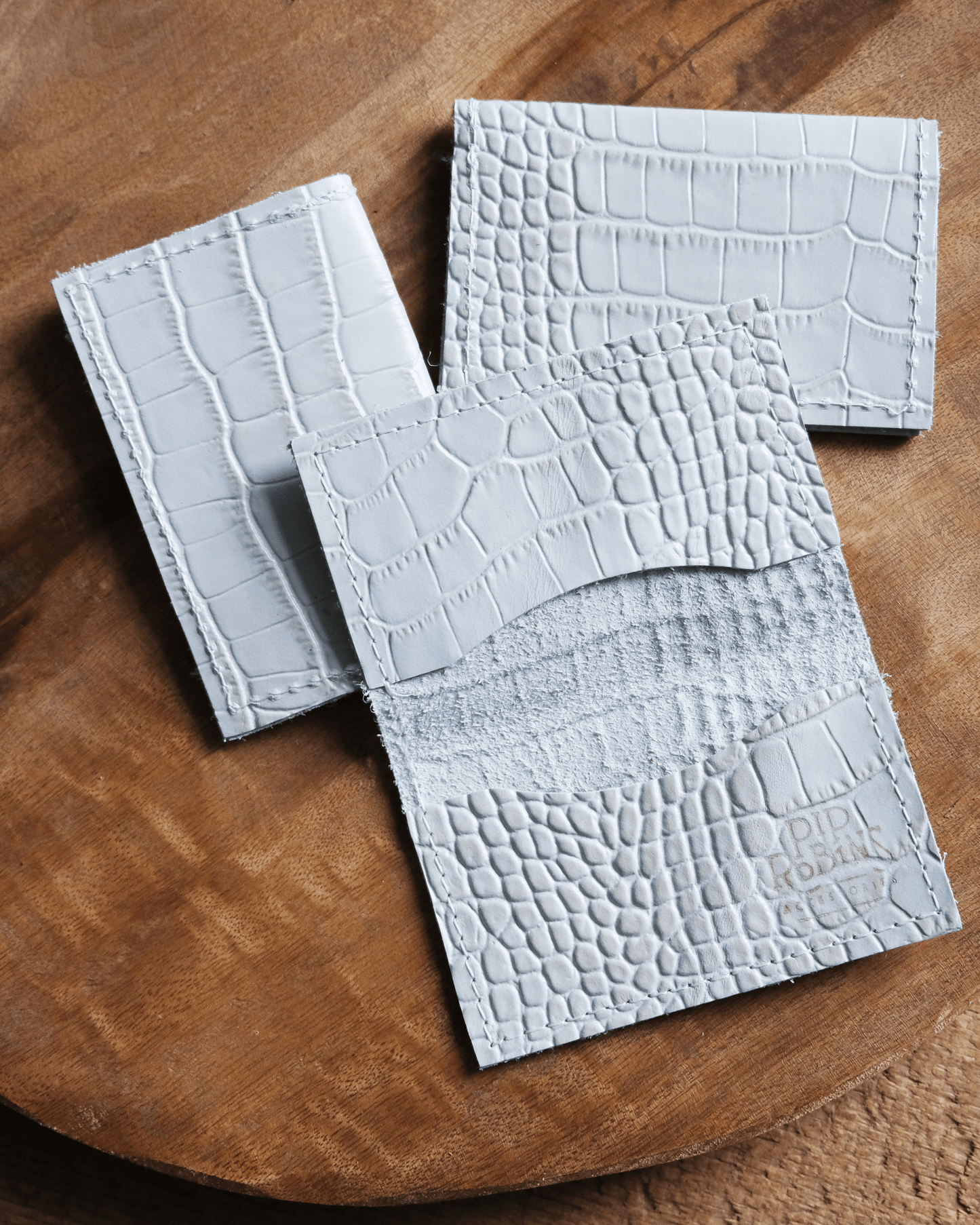 Leather Bifold Wallet: White Croc