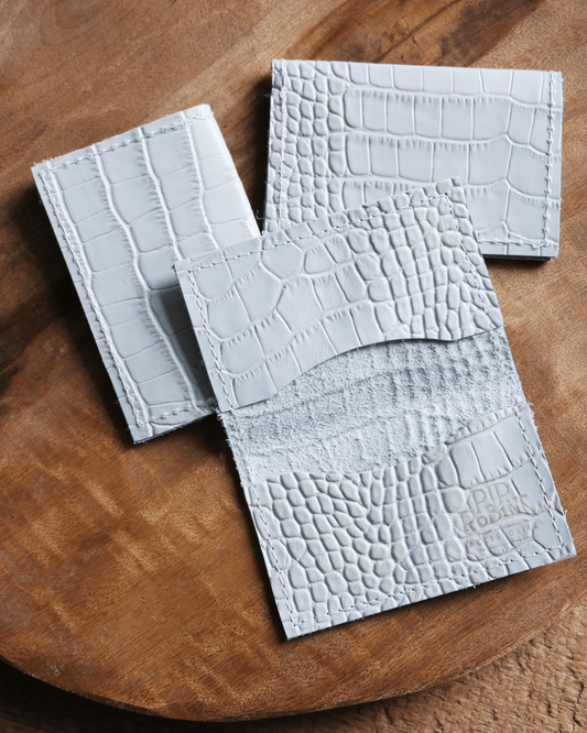 Leather Bifold Wallet: White Croc