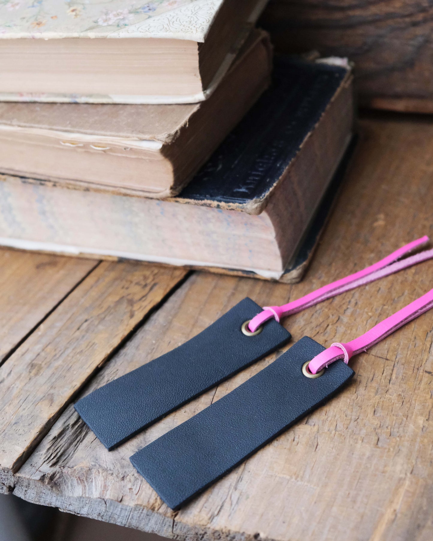 PAIR of Leather Bookmarks: Straight