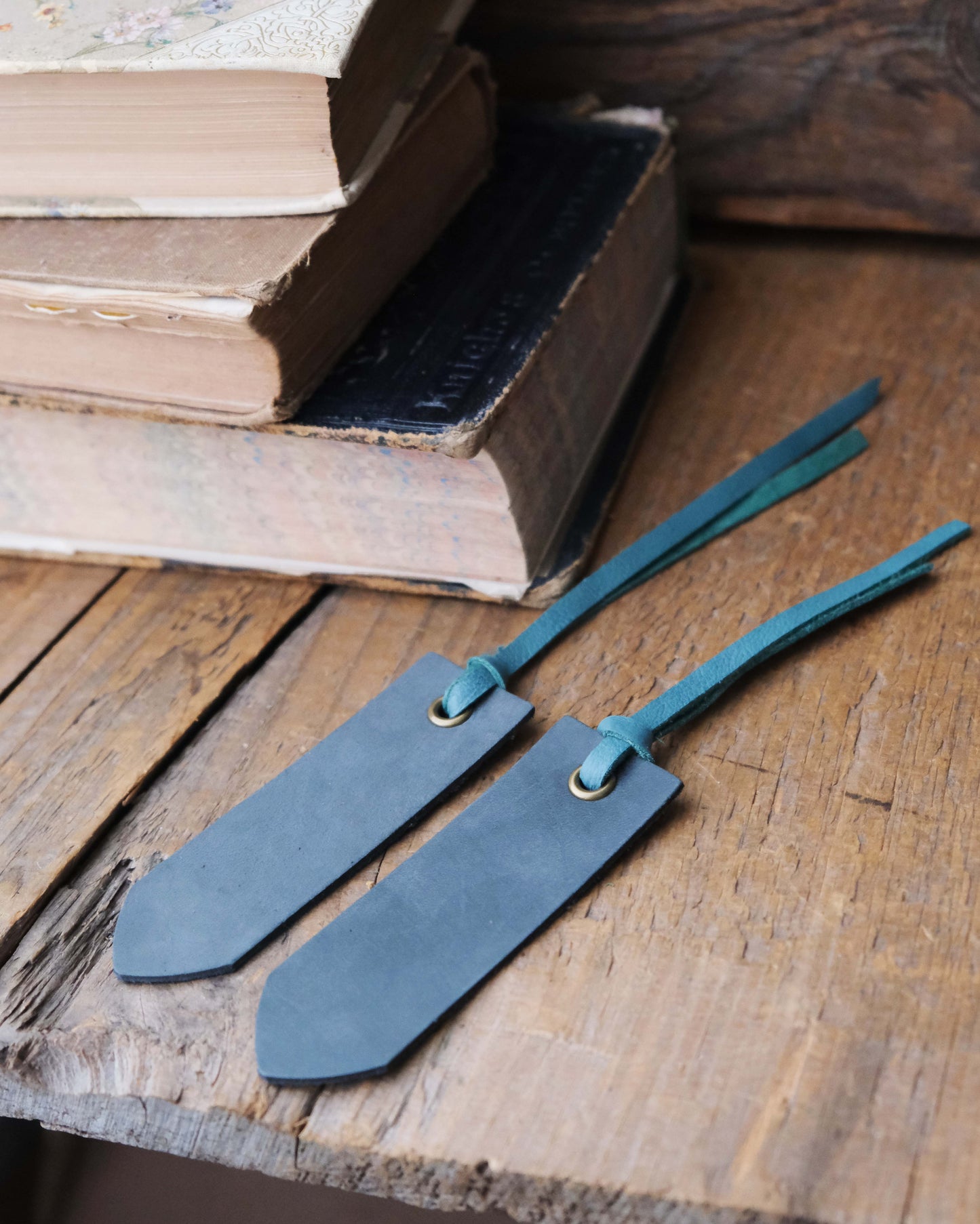 PAIR of Leather Bookmarks: Pointed End