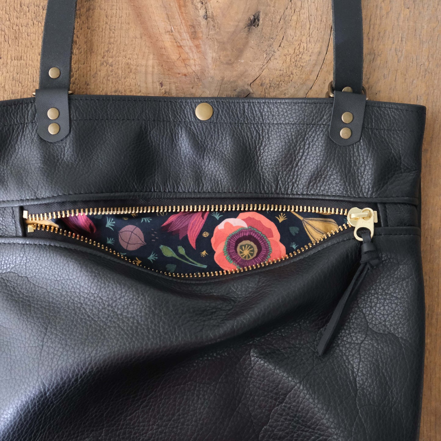 Convertible Backpack: Black Leather