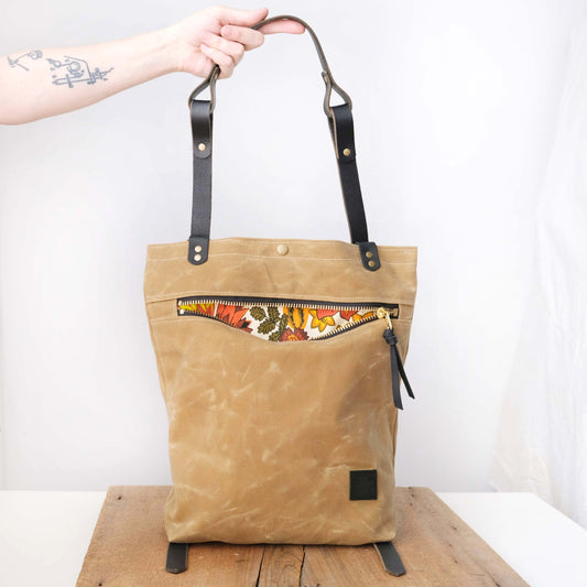 Convertible Backpack: Honey Waxed Canvas