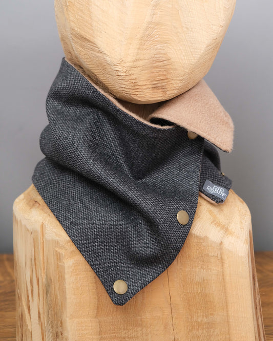Cashmere Snap Cowl Scarf: Grey and Camel