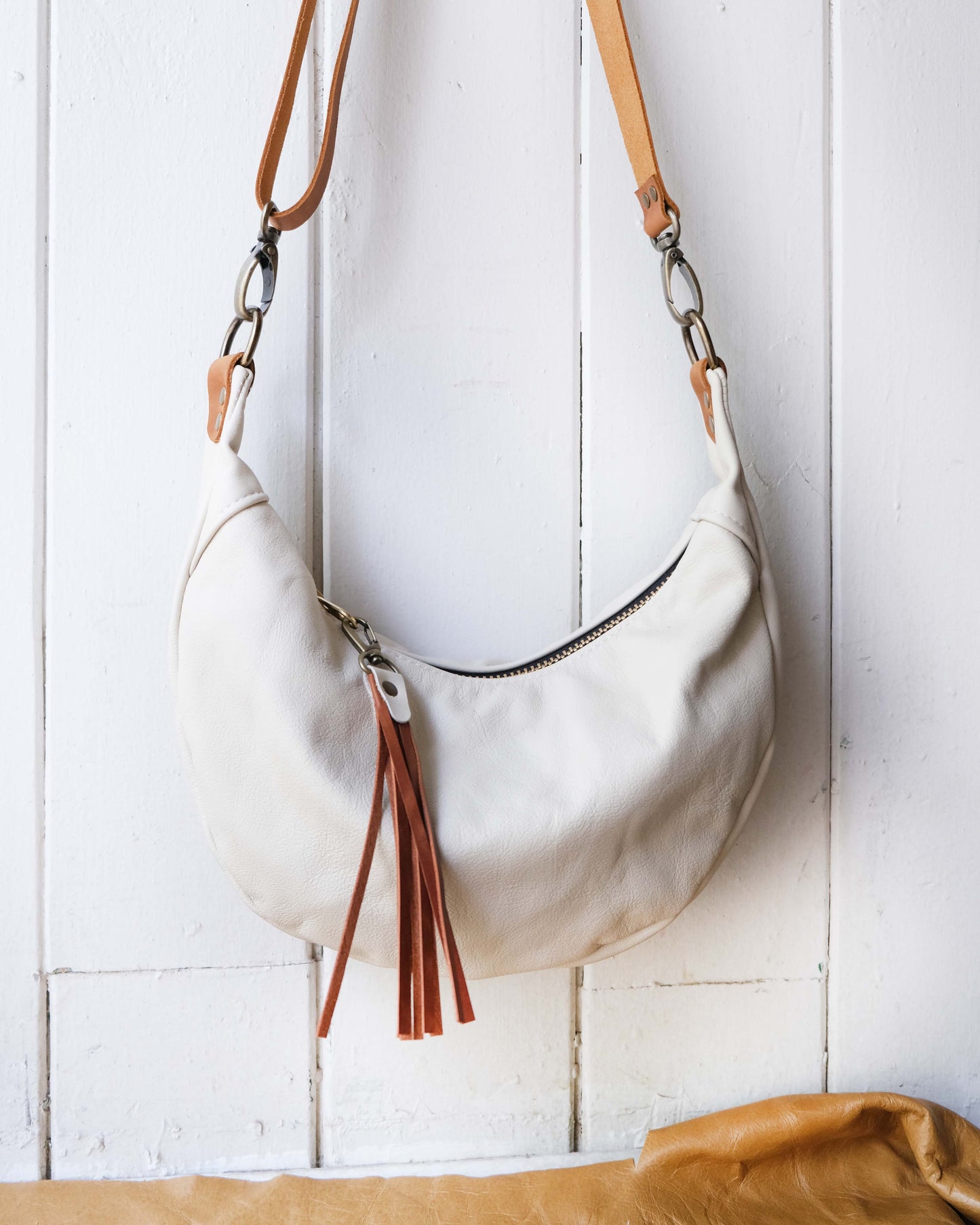 Mini Juno Bag: Cream and Cognac