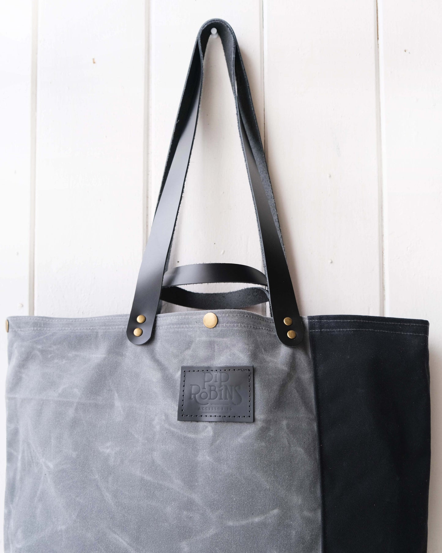 Mini-Mini Maggie Bag: Charcoal and Black Waxed Canvas