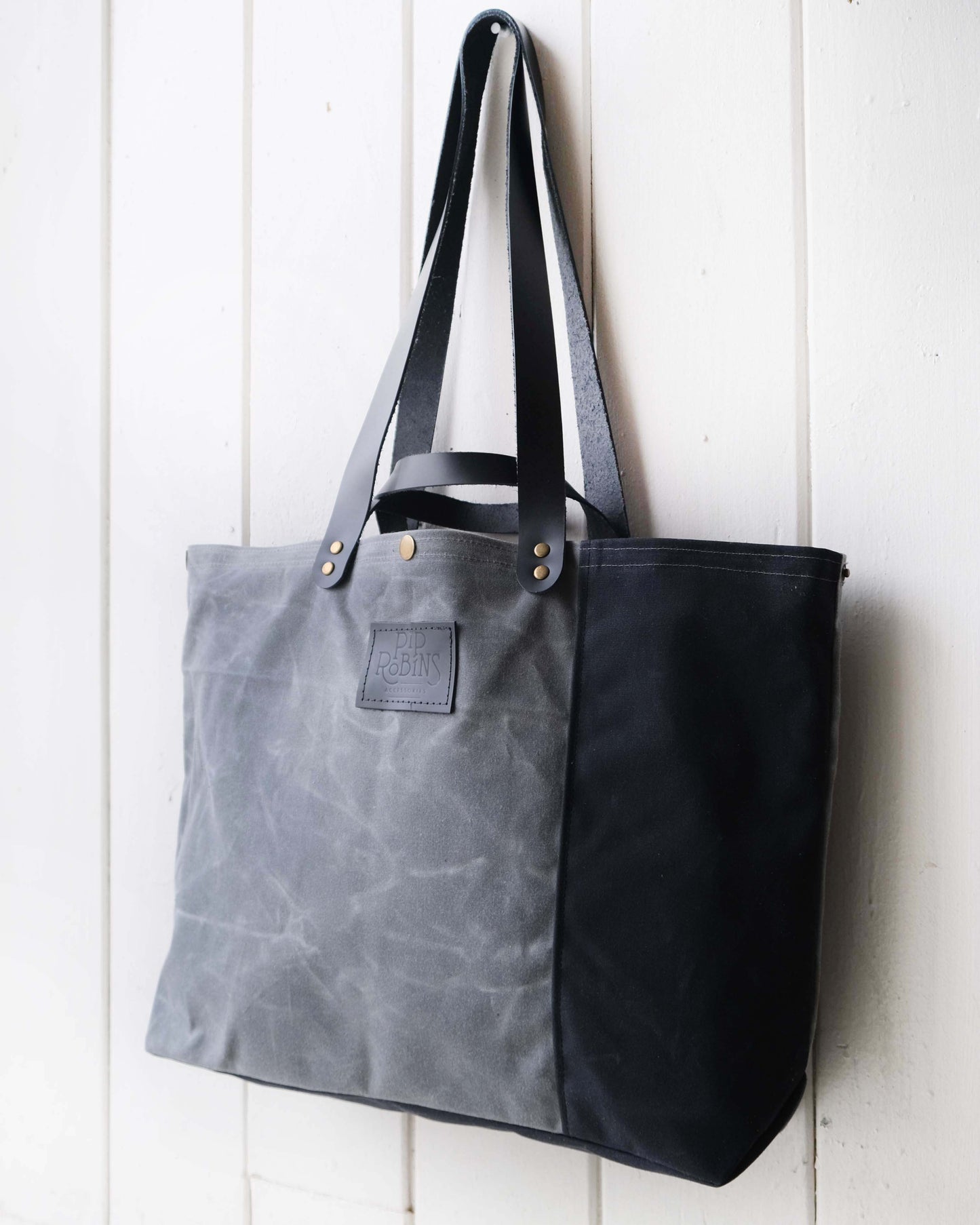 Mini-Mini Maggie Bag: Charcoal and Black Waxed Canvas