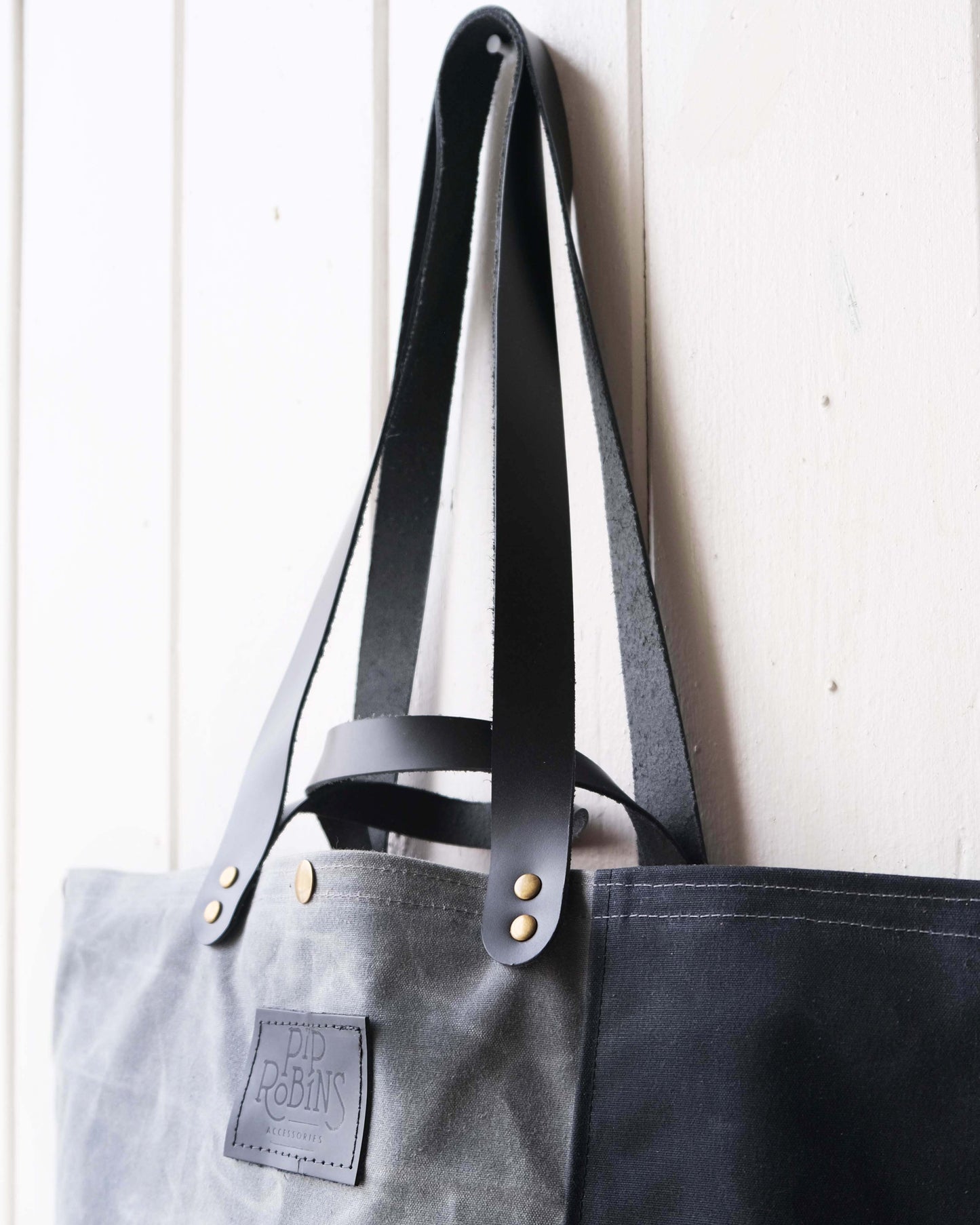 Mini-Mini Maggie Bag: Charcoal and Black Waxed Canvas