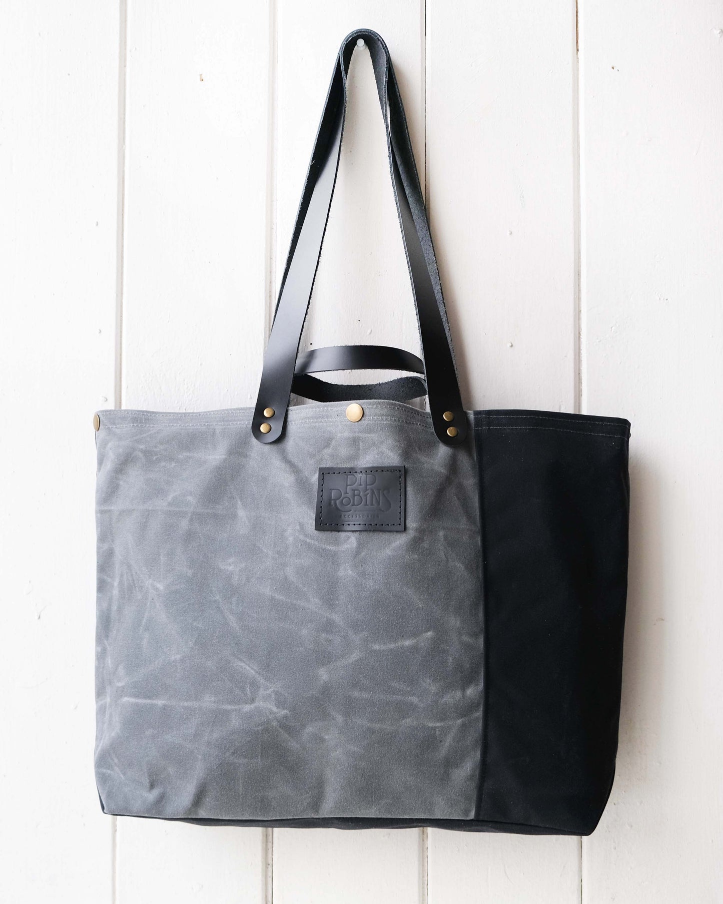 Mini-Mini Maggie Bag: Charcoal and Black Waxed Canvas