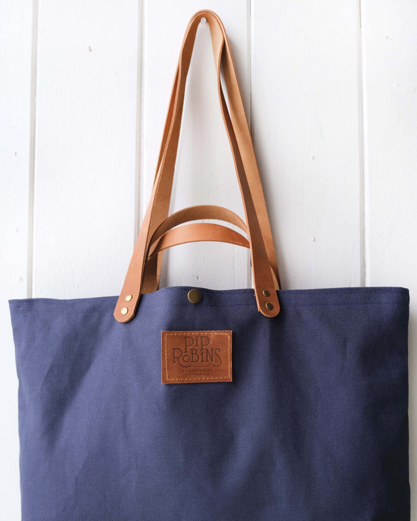 Mini-Mini Maggie Bag: Navy & Cognac