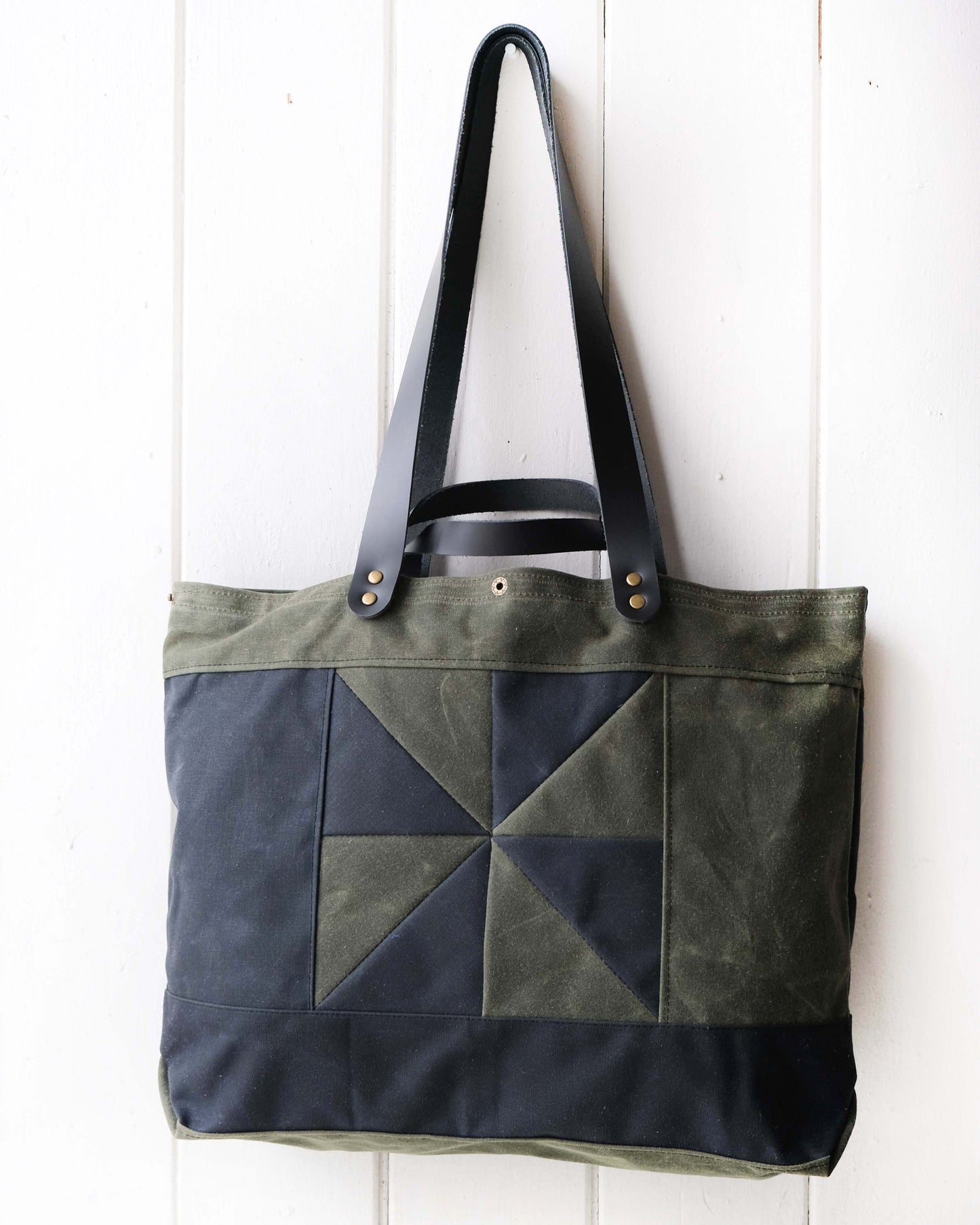 Mini-Mini Maggie Bag: Green and Black Waxed Canvas