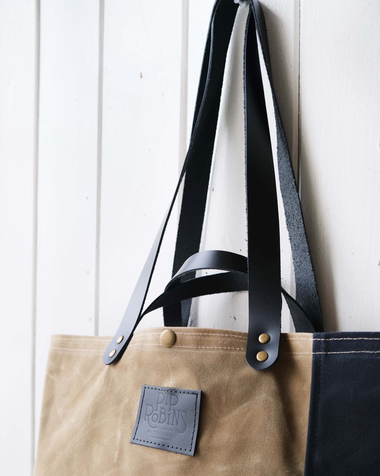 Mini-Mini Maggie Bag: Tan and Black Waxed Canvas