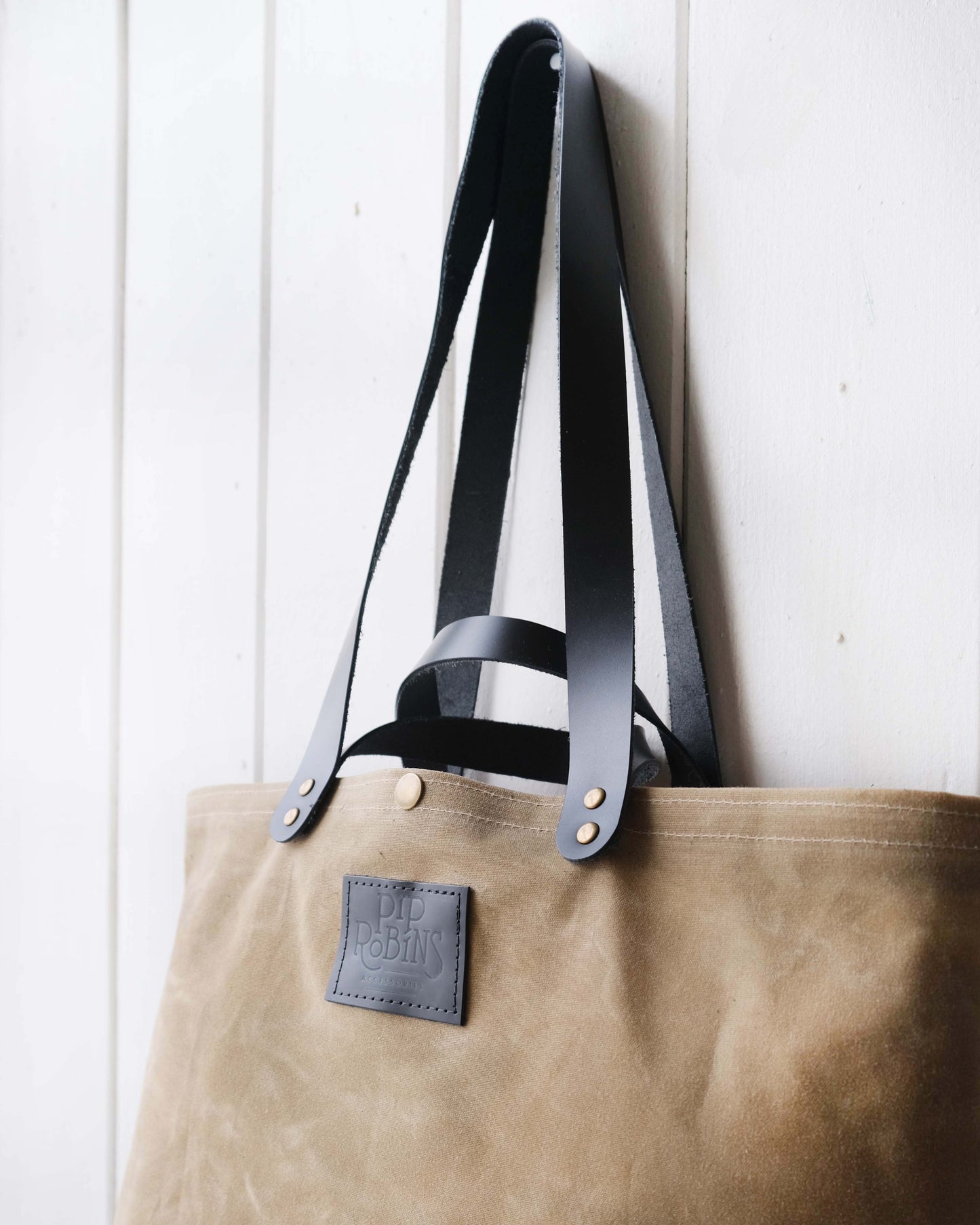 Mini-Mini Maggie Bag: Tan and Black Waxed Canvas II