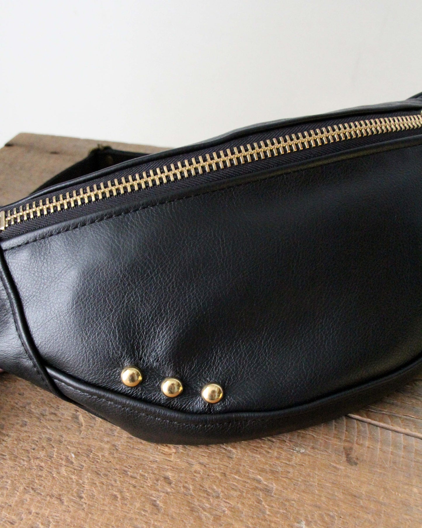 Tabitha Bag: Black  & Gold Studs