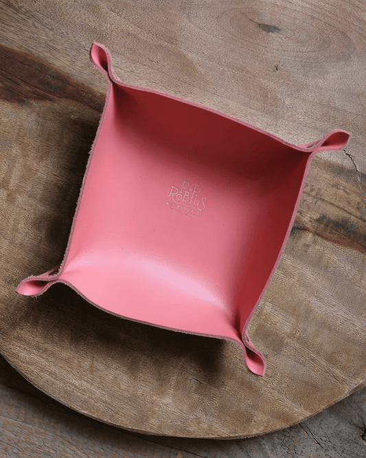 Leather Valet / Dice Tray: Coral