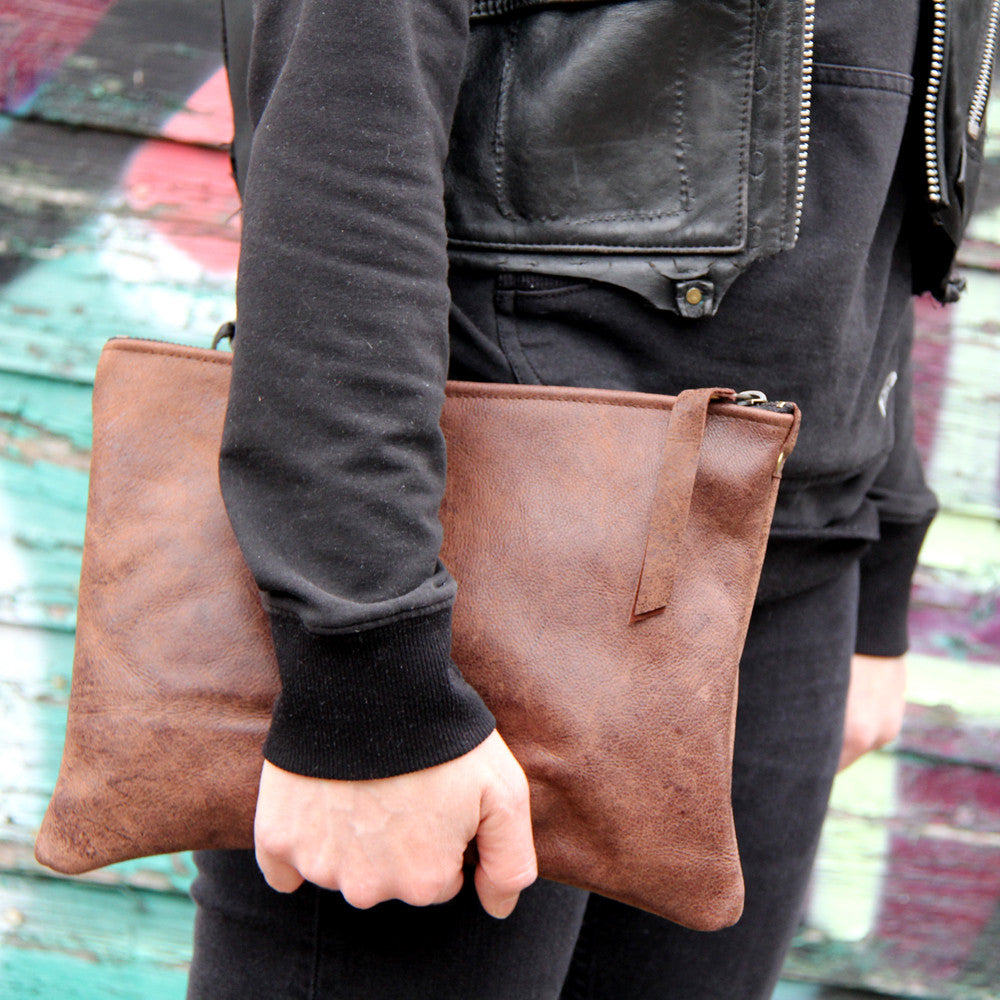 Reclaimed Leather Couch Clutch