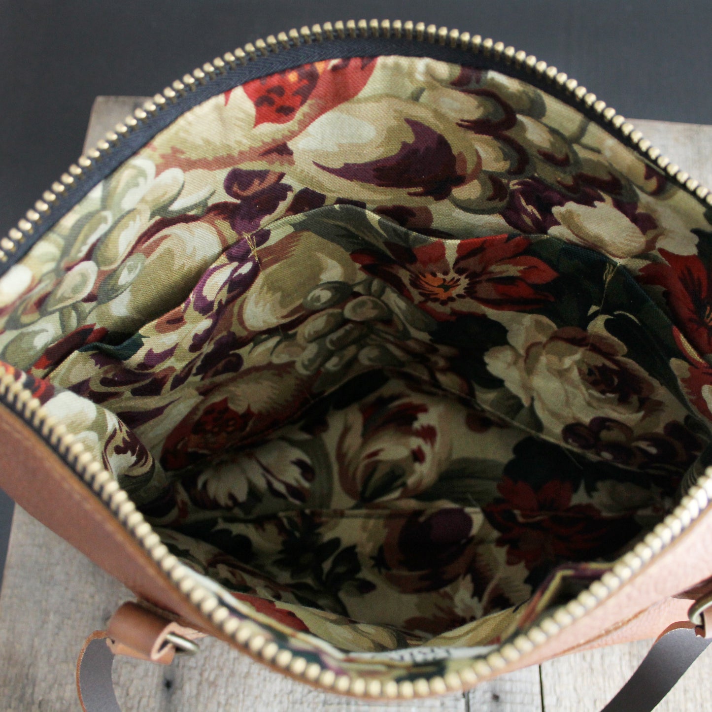 Leighton Tote: Ochre Floral Lining