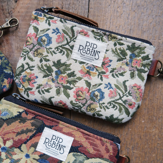 Floral Zipper Pouch with Clip